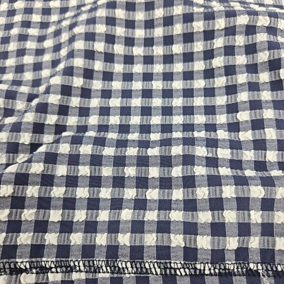 J. Crew Puckered Gingham Sports Bra Blue Women's Size XL High Neck Athleisure - Picture 4 of 9